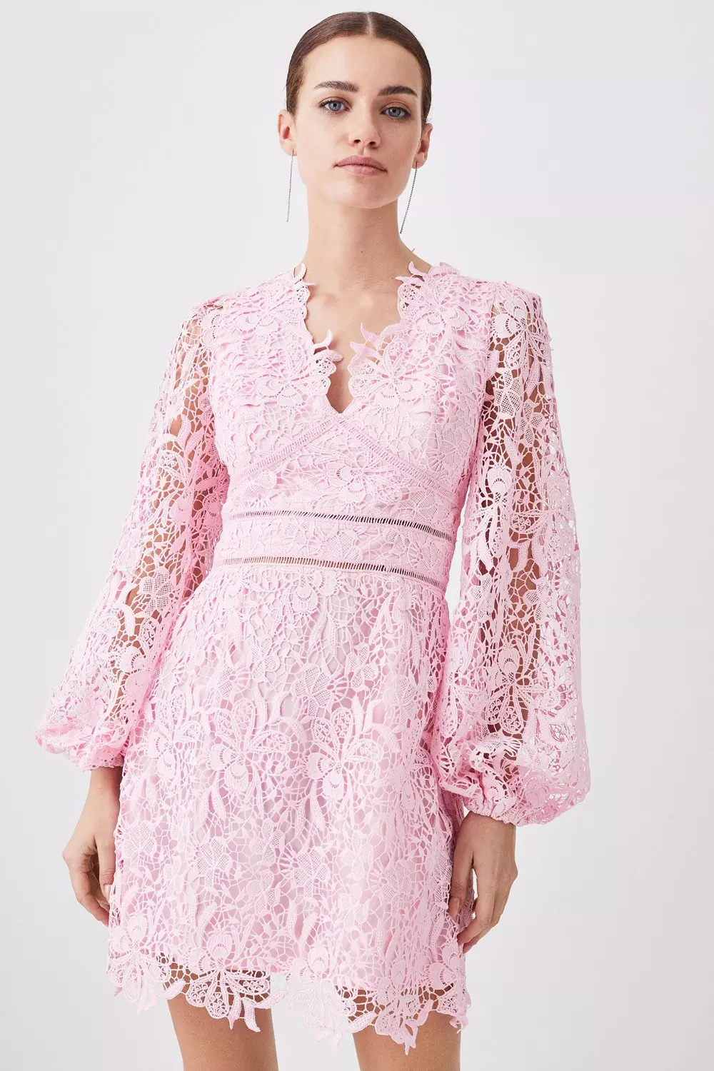 Petite pink lace clearance dress